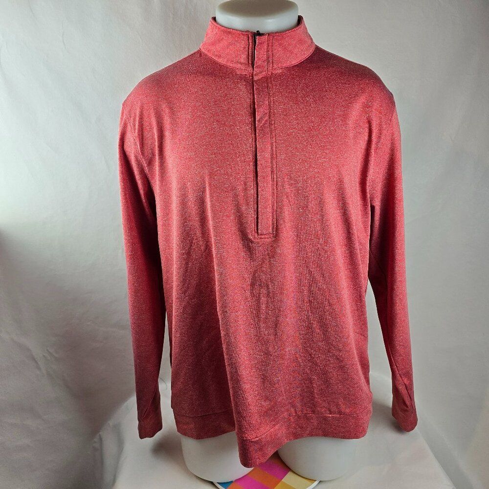 Matte Grey Shirt Mens Large Red Pink 1/2 Zip Pullover Golf Haus of Grey Stretchy